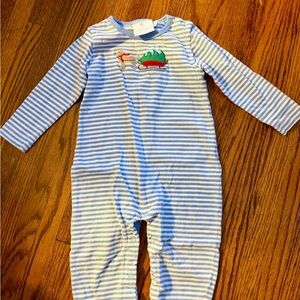 Little English Blue and White Striped Christmas Outfit